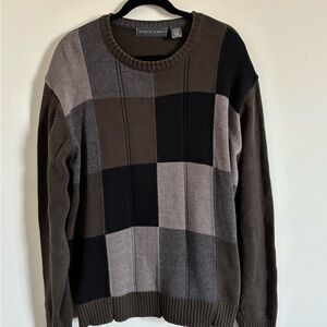 Oscar de la Renta Men's Plaid Sweater - Black, Brown, and Gray